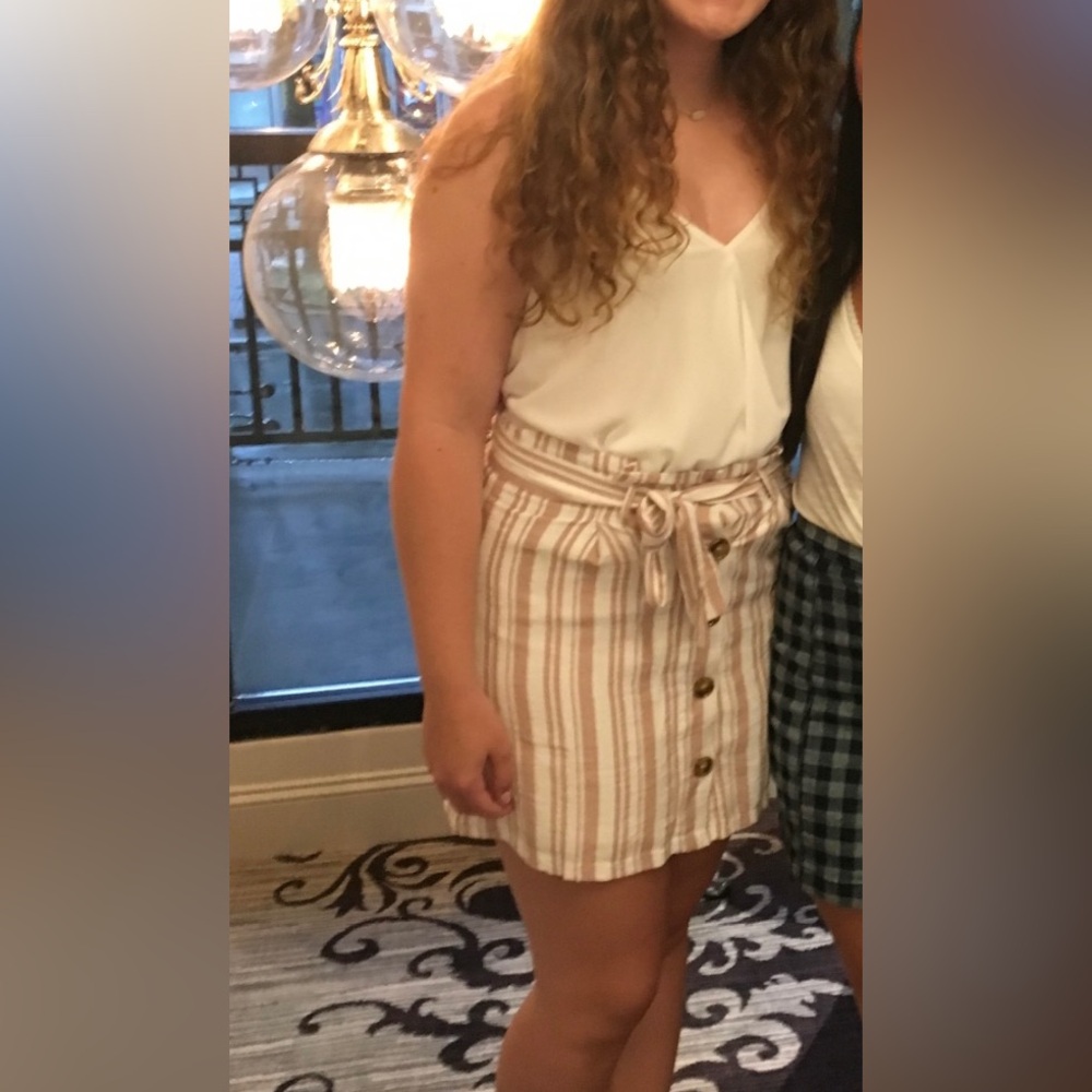 Buy the outfit! Striped Button-Down Skirt and white tank